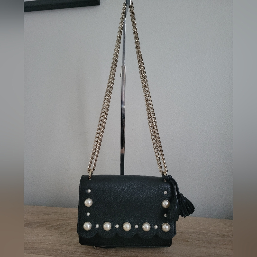 Black Pearl Embellished Shoulder Bag